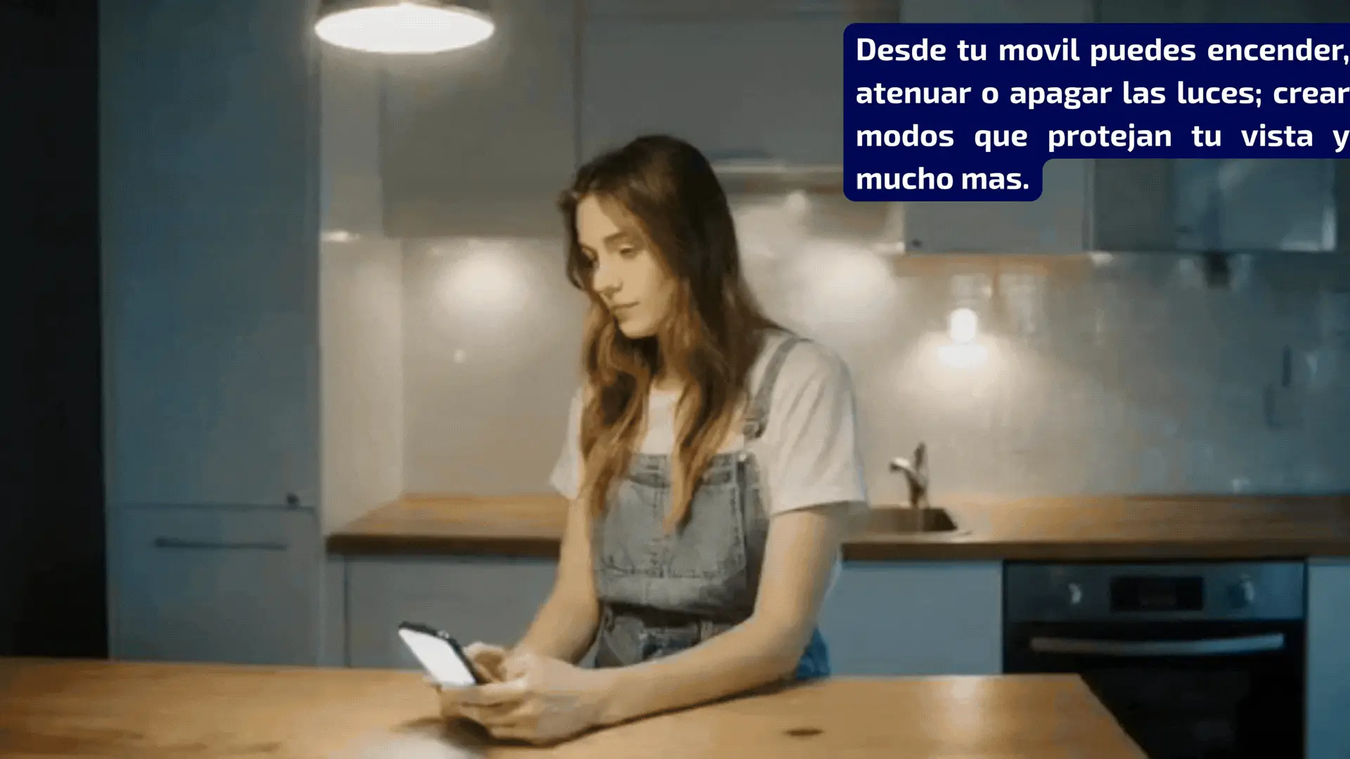 Representación de una cocina con sistema inteligente domótico